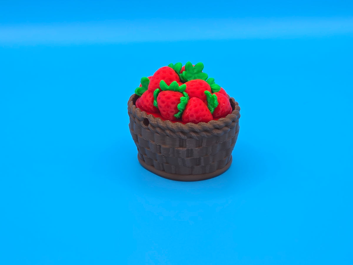 Cute Strawberry Basket Fidget Clicker Keychain